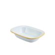 Picture of Enam Rect. Pie Dish White w Yellow Rim 20cm