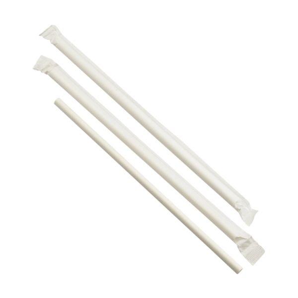 Picture of Paper Straws Wrapped White 20cm 500pk