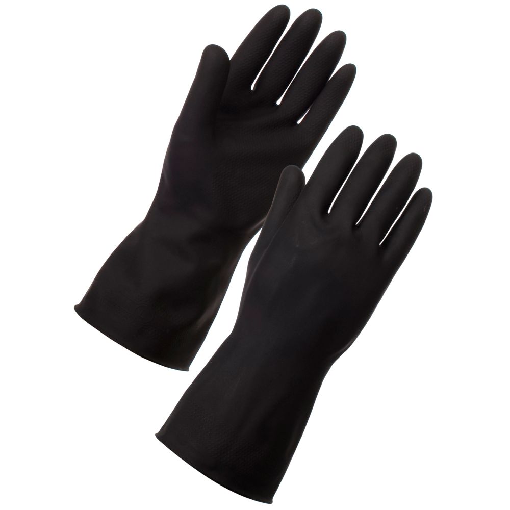Picture of Jet Black Heavy Duty Gloves Medium Size 7  (12 pairs) 