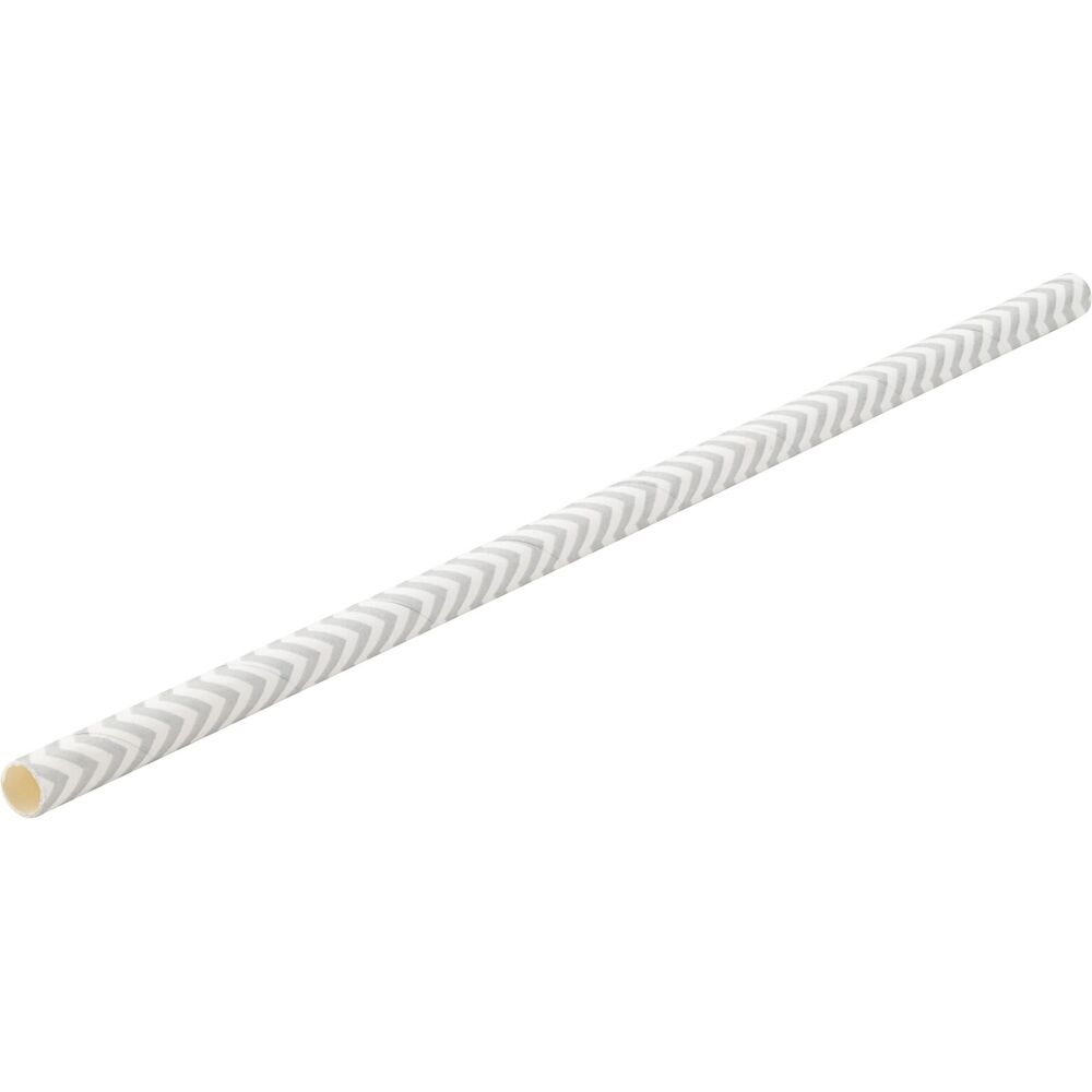 Picture of Paper Chevron Matt Silver Straw 8" (20cm)