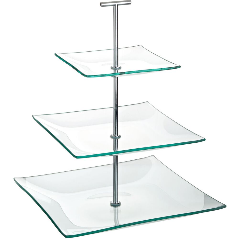 Picture of Aura 3 Tiered Square Glass Plate 9.75, 8, 5.75"