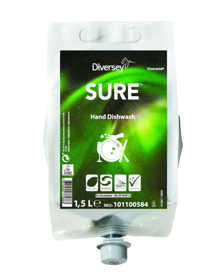 Picture of SURE Hand Dishwash DVM 1.5L - Hand dishwashing liquid in Divermite pouch