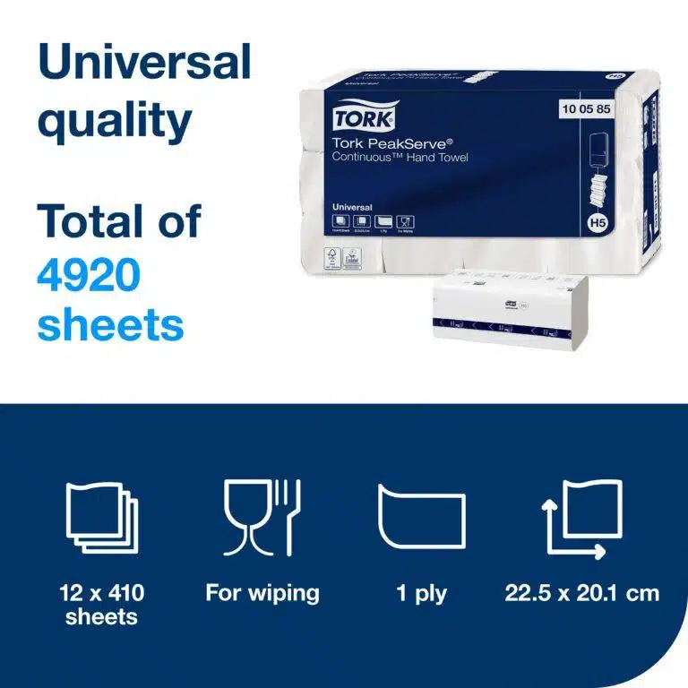 Picture of Tork PeakServe Continuous Paper Hand Towels White H5,Large pack of 4,920 sheets.