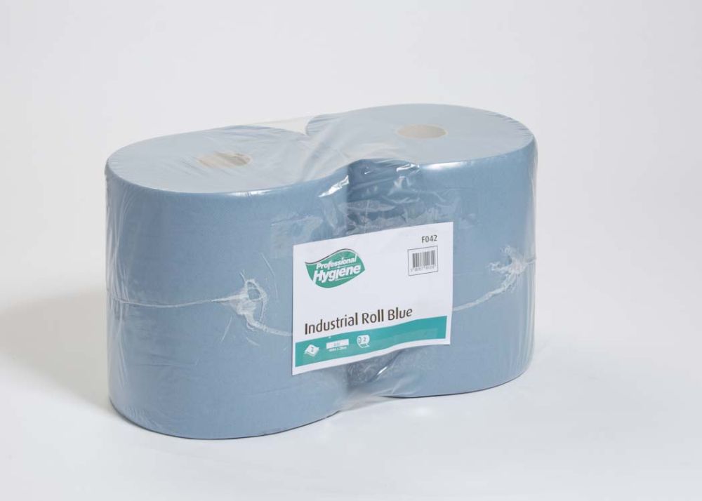 Picture of Extra Large Industrial Size Roll, 2 ply Twin Pack 400 sheets per roll. Blue.