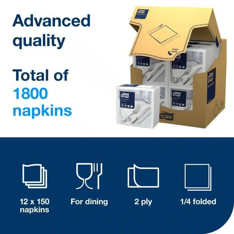 Picture of Tork Premium White Dinner Napkin 4fold 39x39cm 1800pk