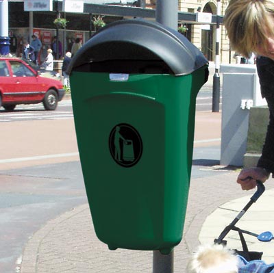 Picture of Hooded Super Trimline 50L Litter Bin  Black
