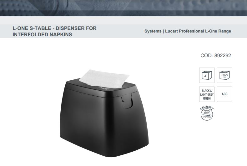 Picture of L-ONE TABLE Dispenser for Interfolded Napkins "Toaster" Type (1) 