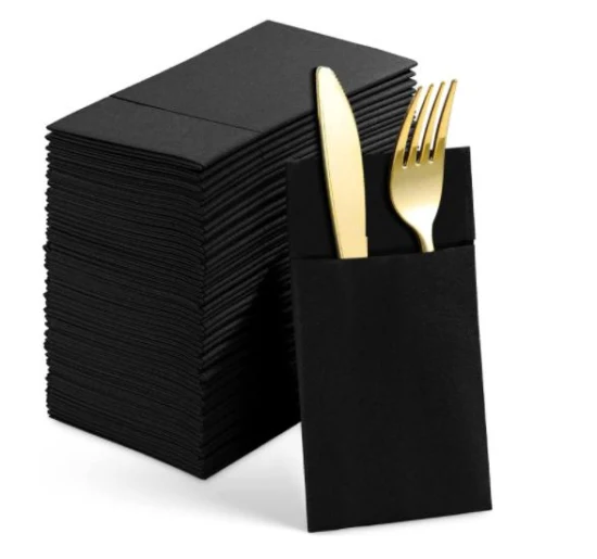 Picture of POP IN LINEN STYLE, TABLIN NAPKIN 40CM 8FOLD BLACK, 500PK