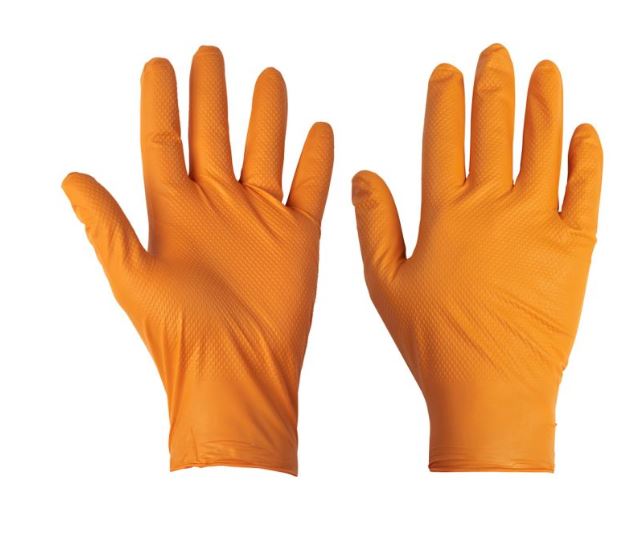 Picture of ORANGE DIAMOND GRIP P/F NITRILE GLOVES (1000) Large
