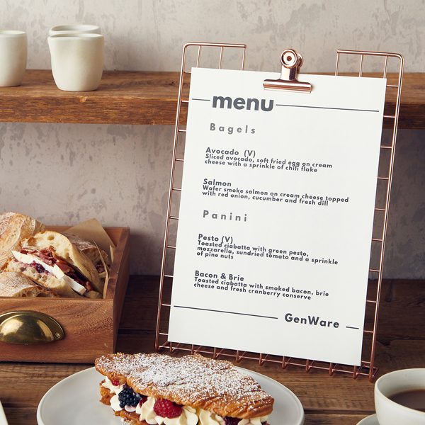 Picture of GenWare Copper Wire A4 Menu Holder 24 x 5 x 32cm (L x W x H)