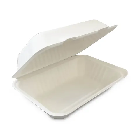 Picture of Sugarcane 9x6" Clamshell  Bagasse Meal Box 1000ml (300)