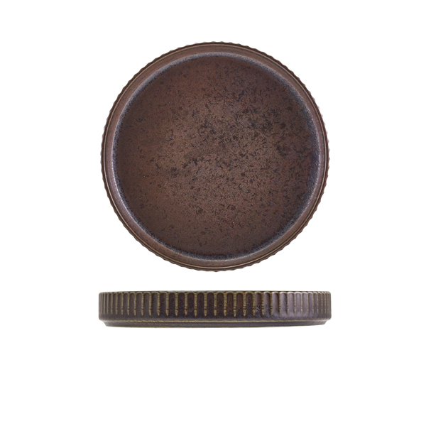 Picture of Terra Porcelain Black Fluted Presentation Plate 18cm 17.5 x 2.7cm (Dia x H)