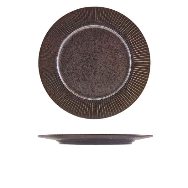 Picture of Terra Porcelain Black Fluted Winged Plate 26cm 26.4 x 2.5cm (Dia x H)