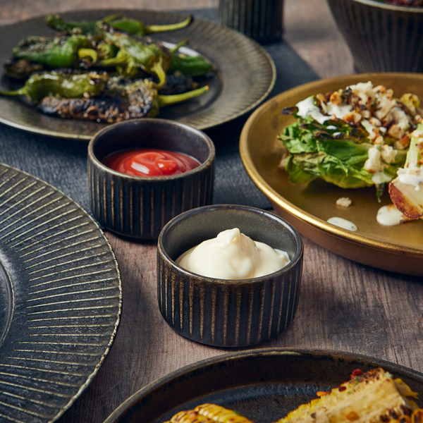 Picture of Terra Porcelain Black Fluted Conical Bowl 11.5cm 11.3 x 6cm (Dia x H) - 28cl/9.9oz