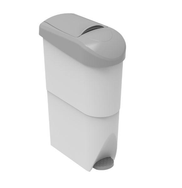 Picture of Kleenwave Sanitary Bin 15ltr Wh/Grey Slimline
