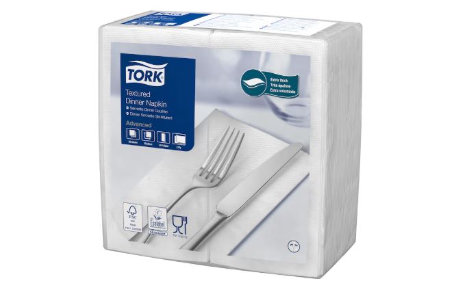 Picture of Tork Textured White Dinner Napkin 8 Fold 1000