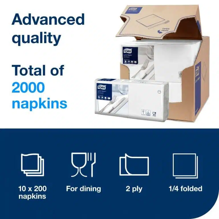 Picture of Tork White Lunch Napkin 4fold 2ply 2,000 pk