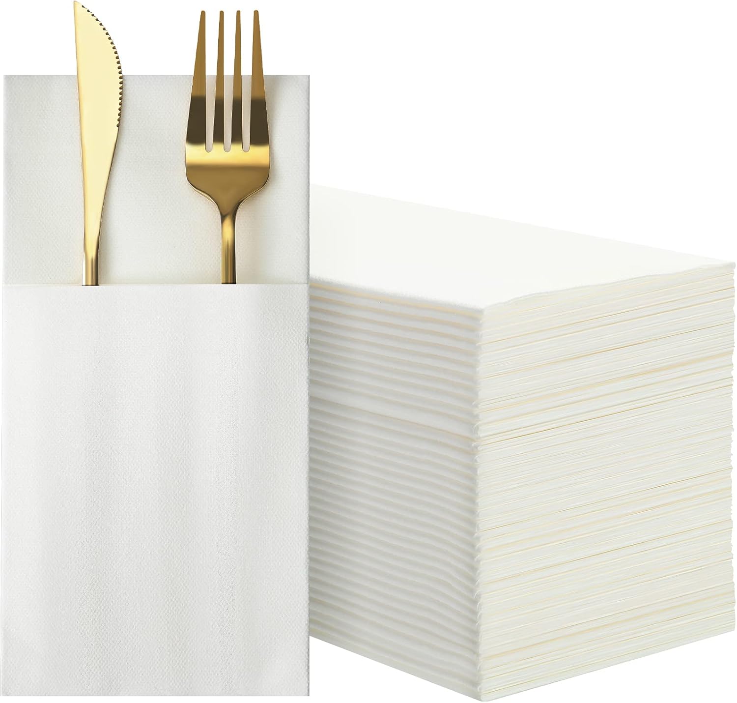 Picture of White Premium, Airlaid Pocket Napkins 8 Fold 40cm 1000 pk