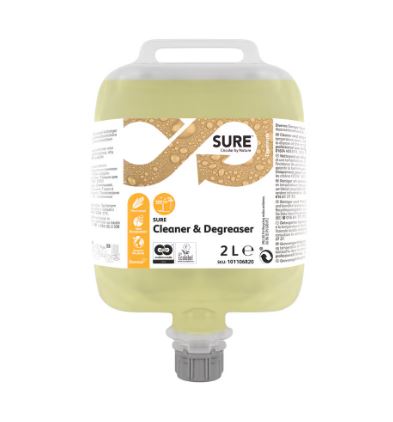 Picture of SURE Cleaner & Degreaser DVM 2L - Plant based heavy duty degreaser and floor cleaner in fully recyclable pouch