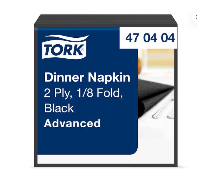 Picture of Tork Black Dinner Napkin 8fold  2ply  1800 pk