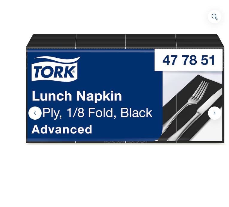 Picture of Tork Black Lunch Napkin 1/8 Folded 2,000 pk