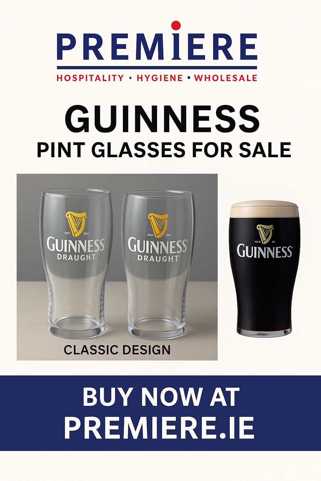 Picture of Guinness Pint Glass Classic Style (Retro Guinness Glass) 20 oz 1 pint