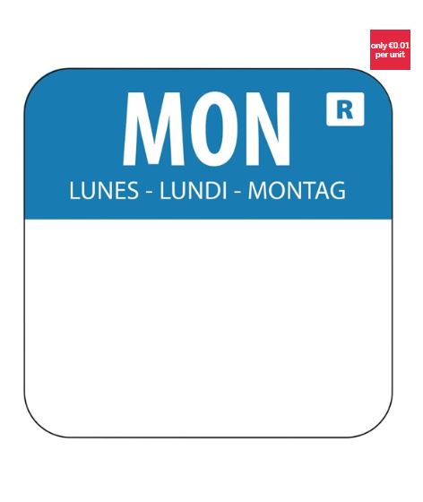 Picture of Hygiplas Removable Food Labels MONDAY (1000)