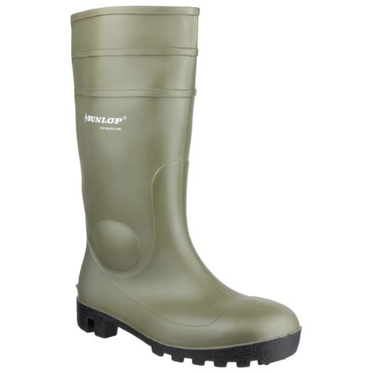 Picture of Dunlop Protomaster Safety Wellington, Green UK 11 or 46 Last pair