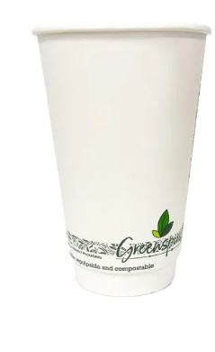 Picture of Greenspirit White 16oz Aqueous DW Comp Hot Cups 500