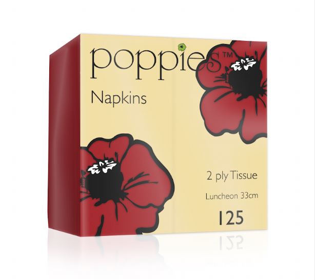Picture of Poppies 33cm 8fold  *RED* Lunch Napkin 2000pk