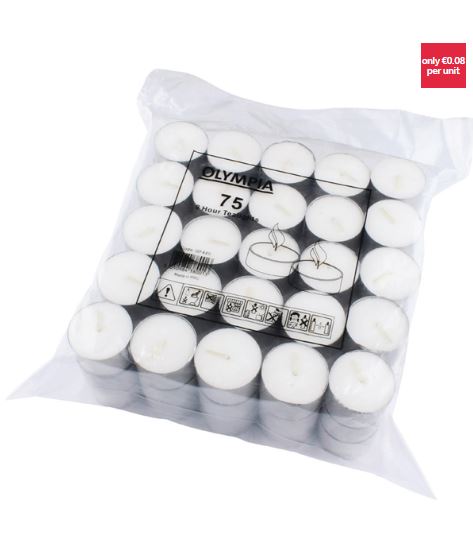 Picture of Olympia 8 Hour TeaLight Candle 75pk