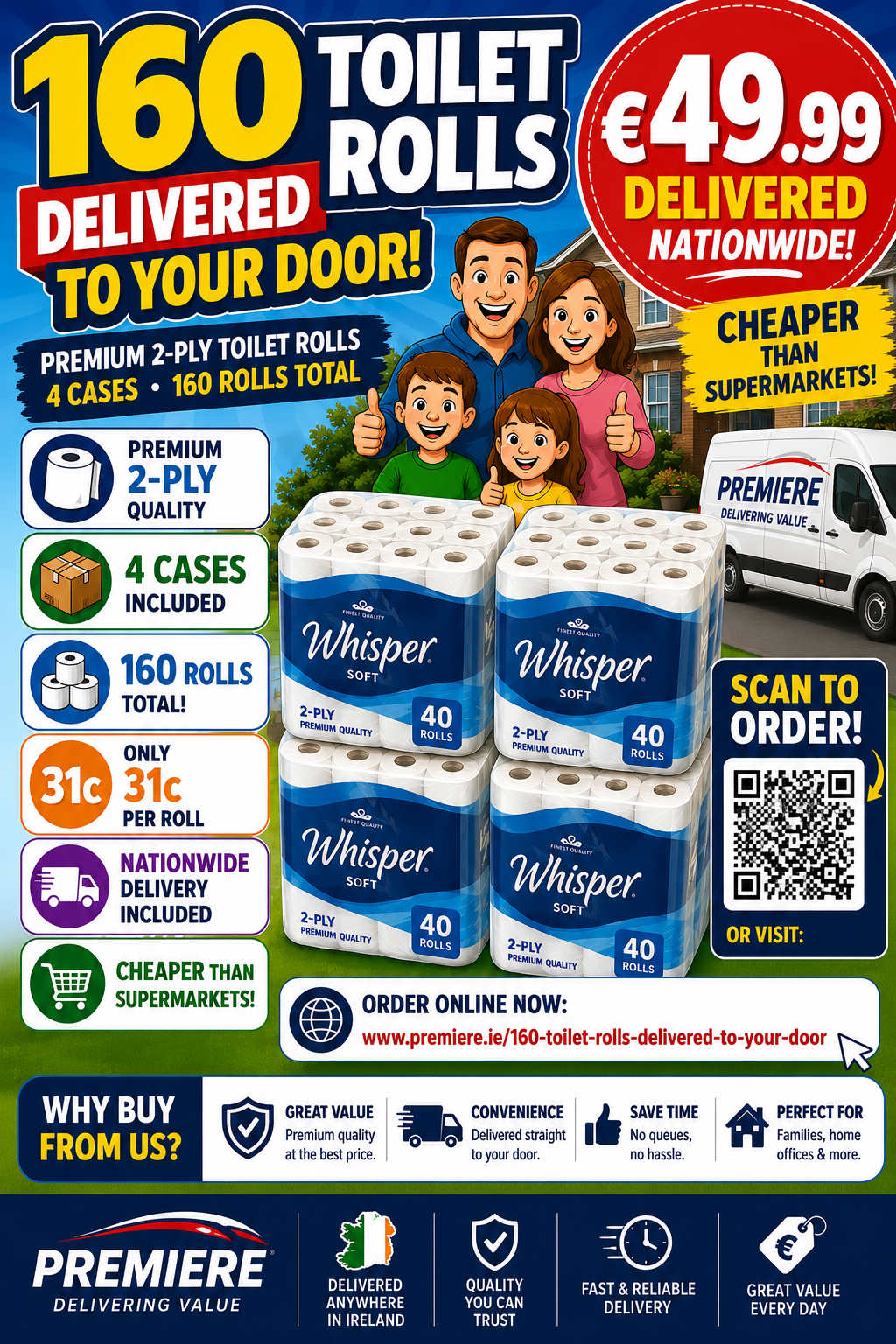 Picture of 160 Premium 2-Ply Toilet Rolls Delivered To Your Door