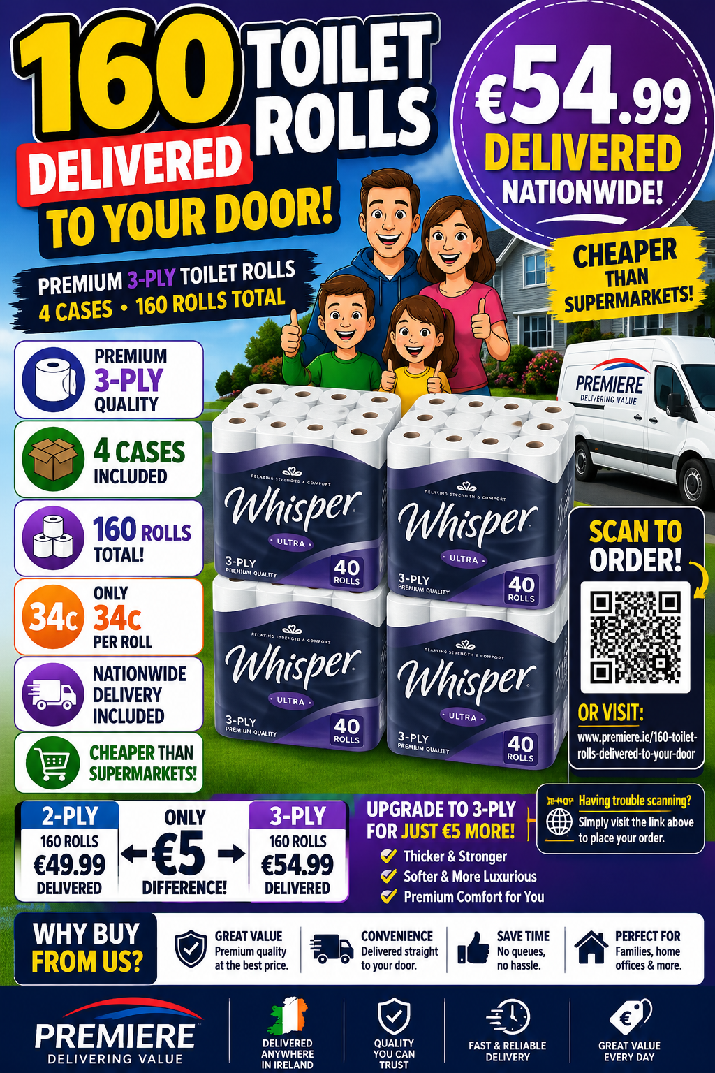 Picture of 160 Premium 3-Ply Toilet Rolls Delivered To Your Door
