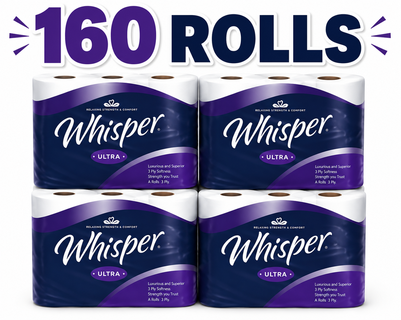 Picture of 160 Premium 3-Ply Toilet Rolls Delivered To Your Door