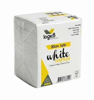 Picture of Logic8 1ply 30cm 4fold White Napkins (5000)