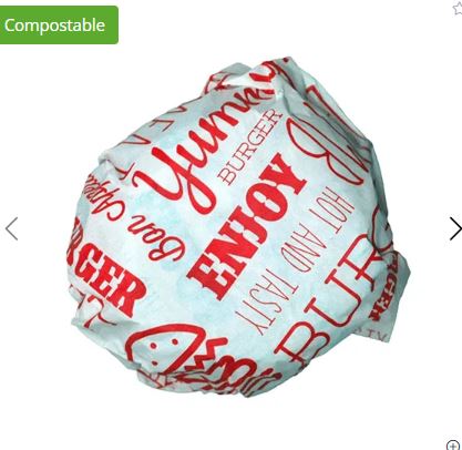 Picture of Red Compostable Burger Wrap 25x33cm (1000)