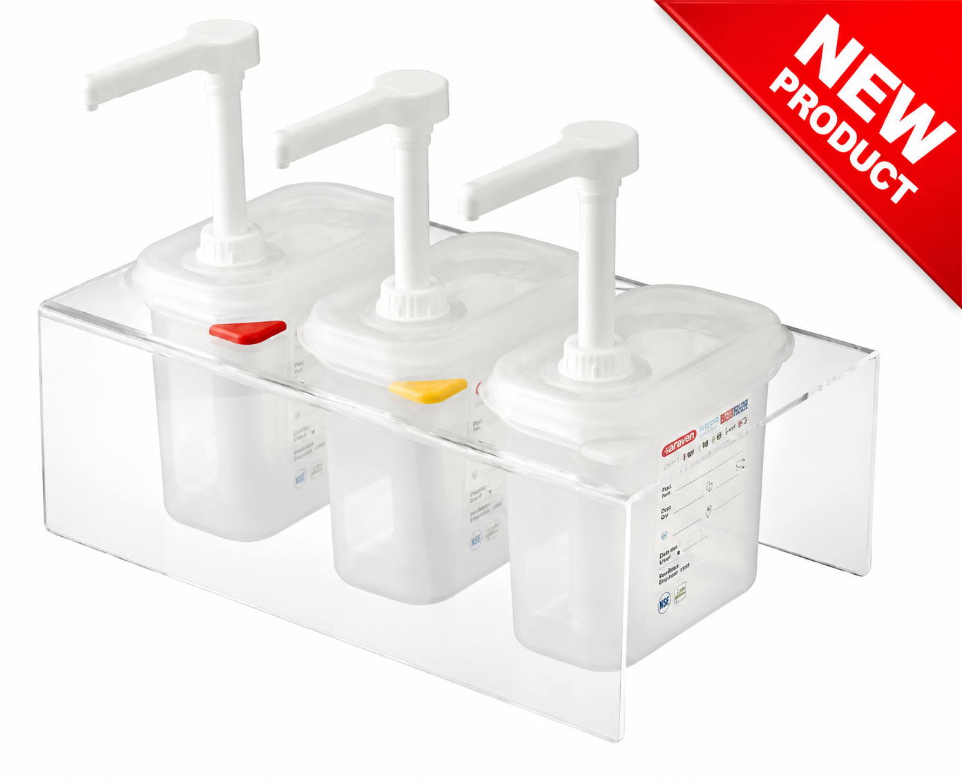 Picture of Araven Sauce Dispensers with Pump GN1/9  Set3 & Stand