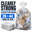 Picture of Clearly Strong Clear Heavy Duty Bin Bags – 26 × 44" – Pack of 200