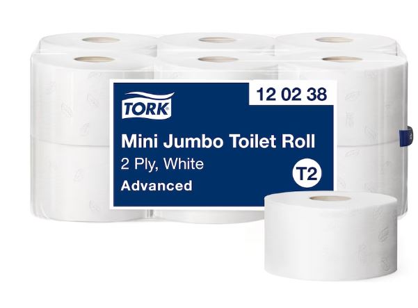 Picture of Tork Mini Jumbo Toilet Paper Roll White T2 12